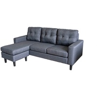 Ecksofa Reva Grau Dreisitzer mit Hocker variable Stellmöglichkeiten HTI-Living