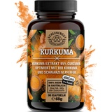 Kurkuma Kapseln - WICHTIG: 50:1 Extrakt (=15800mg Curcuma pro Stk) MIT 95% Curcumin +Bio Kurkuma Pulver I Optimiert mit Piperin -Laborgeprüft- 90 Curcuma Kapseln -DE- SCHEUNENGUT®