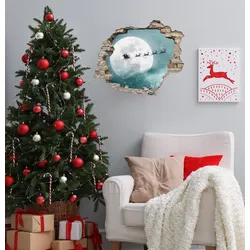 queence 3D-Wandtattoo »Weihnachtsmann«, (1 St.), selbstklebender Wandsticker Weihnachten queence blau