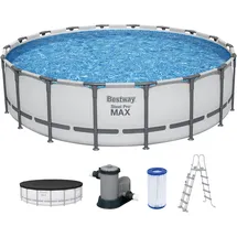 BESTWAY Steel Pro Max Frame Pool Set 549 x 132 cm lichtgrau inkl. Filterpumpe