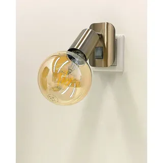 Trango LED Steckdosenleuchte, 11-060A LED-Steckerleuchte in Nickel matt inkl. 1x 4 Watt 2500K Gold warmweiß E27 LED Leuchtmittel *ANNA* Wandleuchte, Leselampe, Nachtlicht, Wandlampe, Küchenlampe, Steckerlampe