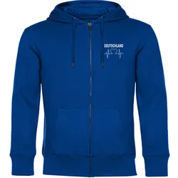 multifanshop Kapuzen Sweatshirt Jacke - Deutschland - Herzschlag - Druck weiß - Sweat