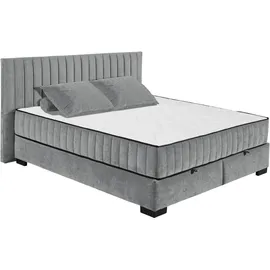 ed exciting design Boxbett ED EXCITING DESIGN "Nagol", grau (anthrazit), B:205cm L:214cm, 100% Polyester, Komplettbetten, mit Bettkasten, mit Wendematratze, erhältlich in verschiedenen Breiten