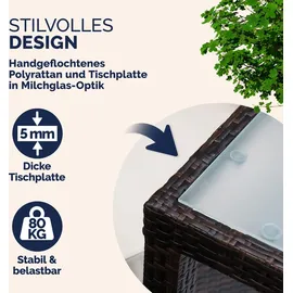 CASARIA Gartenmöbel Set 6 Personen Stühle inkl. 7cm Polster Tisch 150x90cm Balkonmöbel 160kg Belastbar Wetterfest Polyrattan Stapelbar Terrass... - Braun