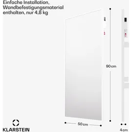 Klarstein Infrarotheizung mit Thermostat, 480W Elektroheizung, Smart Home Infrarotheizung zur Wandmontage, IR mit App-Steuerung & Erkennung Offener Fenster, Effizienter Feuchtraum Heizkörper CO2-Frei