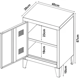 [en.casa] Nachttisch, Nachtschrank Inari Türgriff rechts Stahl Rosa