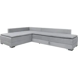 Home Affaire Ecksofa HOME AFFAIRE "Night & Day L-Form, B: 321 cm, mit Dauer-Schlaffunktion 180x200 cm", grau (hellgrau), B:321cm T:218cm, 100% Polyester, Sofas, Ecksofa, Bettfunktion, Bettkasten, Topper & 3 Zierkissen, Boxspringbett in Cord