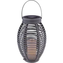 GLOBO LED Rattan Solarlaterne 35 cm grau