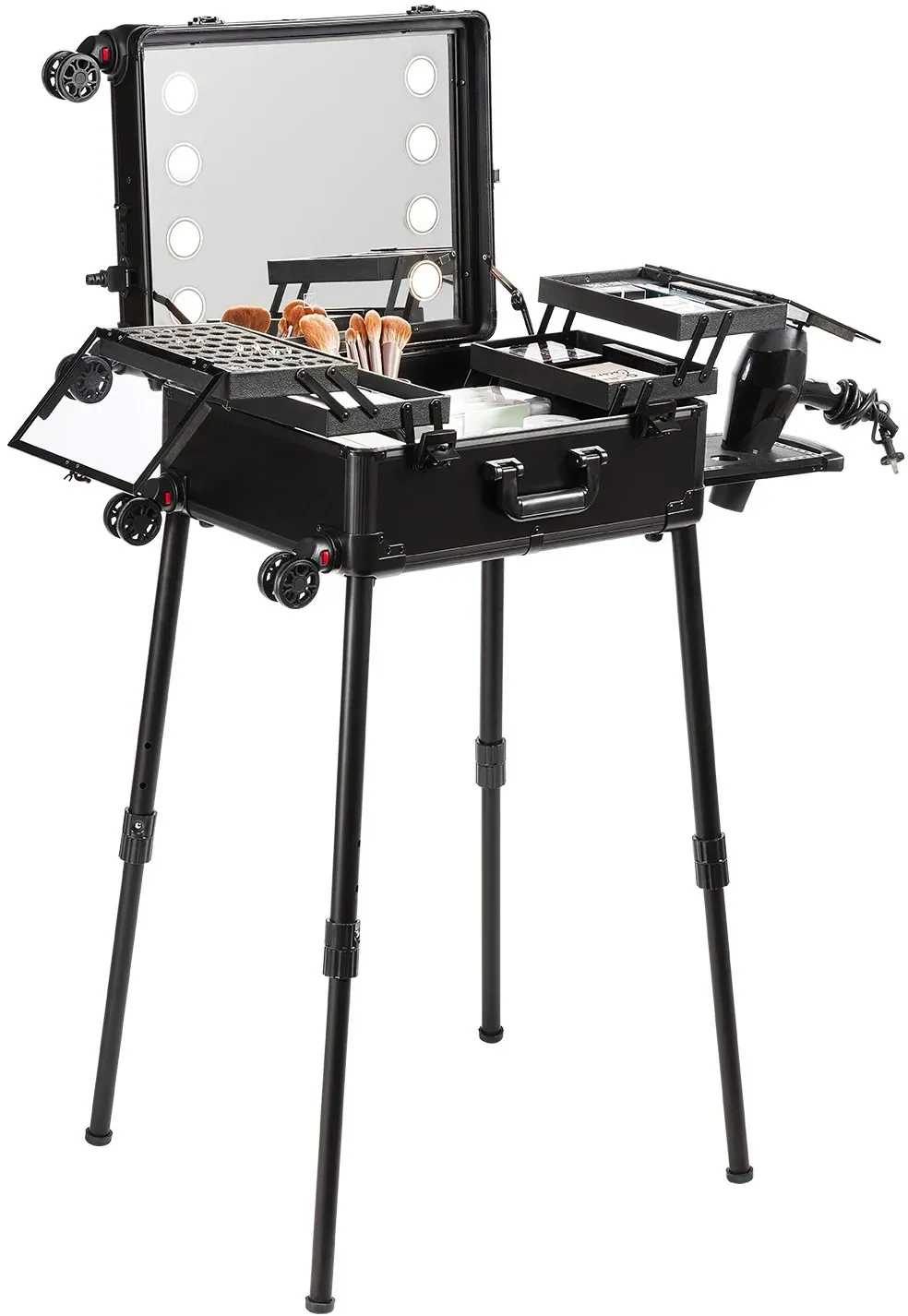 VEVOR Kosmetikkoffer 1030 x 510 x 1360 mm Schminktasche ABS + MDF-Platte + Aluminiumrahmen Schminkkoffer Make-Up Koffer Ideal für Friseur-, Make-up-Studios, Hochzeits- oder Event-Make-up