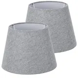 Navaris 2x Lampenschirm aus Leinen - 2er Pack E27 Lampen Schirm für Tischlampe oder Stehlampe - 2 Ersatz Lampenschirme klein - Außen Grau/Innen Weiß