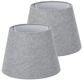 Navaris 2x Lampenschirm aus Leinen - 2er Pack E27 Lampen Schirm für Tischlampe oder Stehlampe - 2 Ersatz Lampenschirme klein - Außen Grau/Innen Weiß