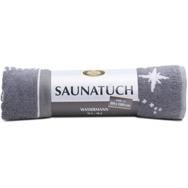 GÖZZE Saunatuch mit Sternzeichen-Design, Wassermann, 100% Baumwolle - 80 x 180 cm, Anthrazit/Silber
