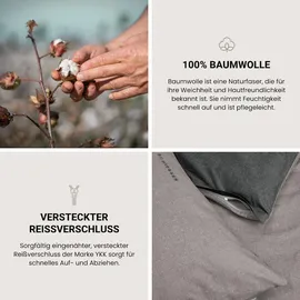 SCHIESSER Doubleface Renforcé silber/schwarz 135 x 200 cm + 80 x 80 cm