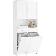 SoBuy Wäscheschrank mit 2 Schubladen Weiß 78x38x181cm