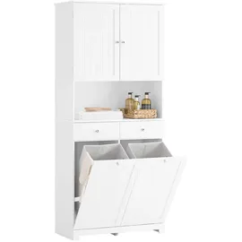 SoBuy Wäscheschrank mit 2 Schubladen Weiß 78x38x181cm