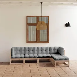 vidaXL Garten-Lounge-Set 5-tlg. grau Kiefer