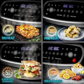 Duronic AF34 BK Heißluftfriteuse, XXL Heißluftfritteuse mit 2 Kammern für Pommes, Friteuse HLF 10L Volumen Airfryer, Air Fryer für Rezepte ohne Öl