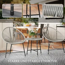 Outsunny Polyrattan Set 3-tlg. Grau