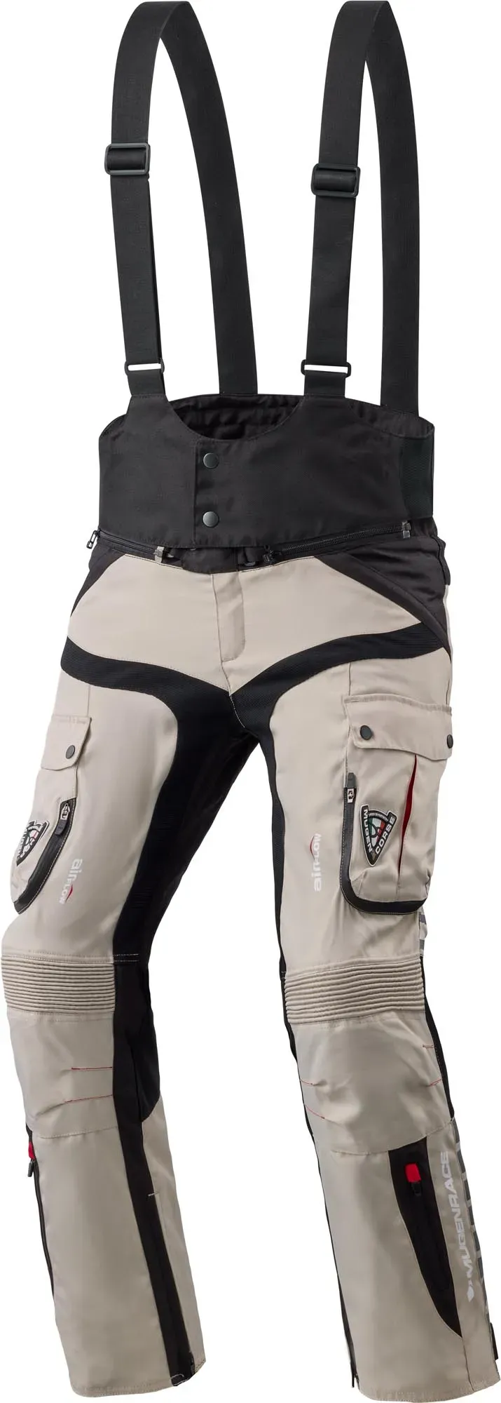 MUGENRACE Viaggiare wasserdichte Motorrad Textilhose, schwarz-beige, Größe L für Männer