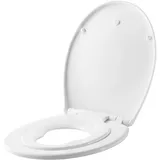 ANNWA Toilettendeckel mit Absenkautomatik, Klodeckel mit Kindereinsatz, Toilettenbrille O,Klobrille, WC Sitz inkl,weißer Klobrille,antibakterielle Familien-Toilettensitz(PG307A)