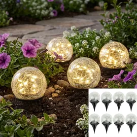garden hero Kugelleuchte Glas 23,0 cm 8er Set warmweiß