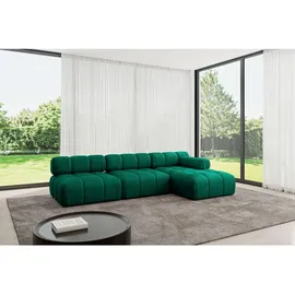 altdecor Ecksofa Razon-L2 Samt L-Form 2-Sitzer Dunkelgrün