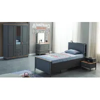 xl moebel gmbh Kindermöbel Garnitur Kinderzimmer Bett Kinderbett Grau Holz Set 5tlg - Grau