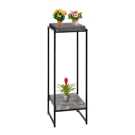 Mendler Blumentisch HWC-K71, Blumenregal Beistelltisch Pflanzregal, MVG-zertifiziert MDF Metall - dunkelgrau, 101cm