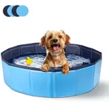 Nobleza Hundepool für Große & Kleine Hunde, Faltbarer Hunde Planschbecken, Stabile Hundebadewanne, Swimmingpool für Katzen, 80 * 20cm, S, Blau