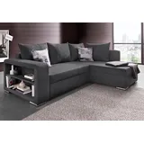 Collection AB Ecksofa »John L-Form«, mit Bettfunktion, Bettkasten und integriertem Regal grau