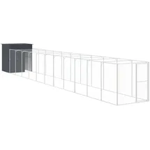 vidaXL Hundehütte mit Auslauf 165 x 1271 x 181 cm Stahl Anthrazit