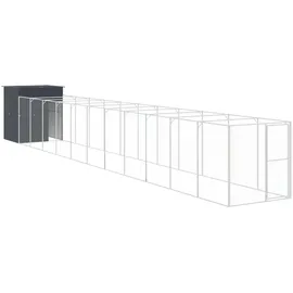 vidaXL Hundehütte mit Auslauf 165 x 1271 x 181 cm Stahl Anthrazit