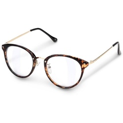 Navaris Brille Retro Brille ohne Sehstärke – Damen Herren Vintage 50er Nerd Brille braun