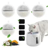 WKRTDY 4er Set Ersatzfilter und Schwämme für Katzen Trinkbrunnen - passend für 84 FL oz/2,5L Trinkbrunnen für Haustiere - enthält Kohle- und Schaumfilter für optimale Reinigung(praktisch)