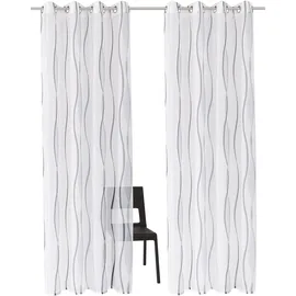 MY HOME Gardine MY HOME "Dimona" Gr. 1, bunt (weiß, silberfarben, grau), B:140cm H:145cm, Voile, Polyester, Gardinen, Gardine, 2-er Set, transparent, Voile, Polyester, Wellen