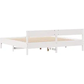 vidaXL Massivholzbett ohne Matratze Weiß 180x200 cm Kiefernholz