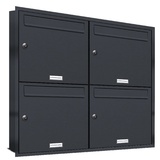 AL Briefkastensysteme 4er Briefkasten Anlage Unterputz Montage RAL 7016 Anthrazit grau