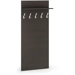Garderobenwand PRIMO, 5 Kleiderhaken, Ablage, Wenge
