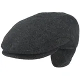 Breiter Schiebermütze Flatcap aus reiner Wolle mit Ohrenklappen blau 64