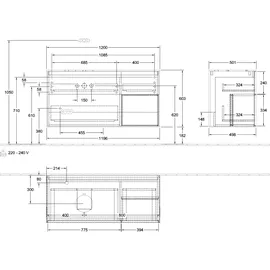 Villeroy & Boch Waschbeckenunterschrank G93, 1200x603x501mm m Bel FK/RE/AP: HJ/PC/2 G932PCHJ