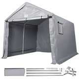 Vevor Zeltgarage 304,8 x 304,8 x 259,1 cm Garagenzelt aus verzinkten Stahlstangen und einer dreischichtigen 240G-PE-Abdeckung Lagerzelt Carport 250 x 215 x 187 cm Zelttürgröße Gerätezelt Grau