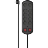 Hama Steckdosenleiste mit Schalter, 10-fach, Überspannungsschutz, 2m, schwarz
