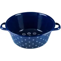 RIESS Gemüsesieb 26 cm Emaille blau/weiß