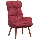 vidaXL Sessel, Relaxsessel & Schlafsessel Weinrot Polyester, Holz Standard