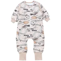 TupTam Schlafsack mit Beinen und Ärmeln 2.5 TOG, OEKO-TEX zertifiziert, Farbe: Rennwagen beige Größe: 68-74 - 68-74