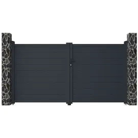 vente-unique Gartentor Flügeltor 300 x 161 cm Anthrazit/Aluminium