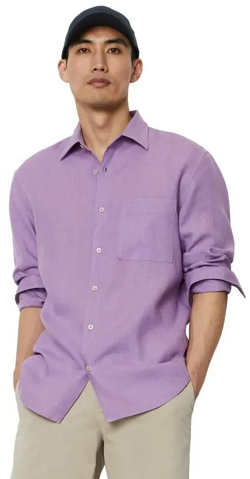 Marc O'Polo Langarmhemd aus reinem Leinen lila XL