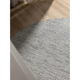benuta Teppich Wohnzimmer Baumwollteppich Ron Beige/Schwarz ø 240 cm rund Wohnzimmerteppich Baumwolle - Beige/Schwarz