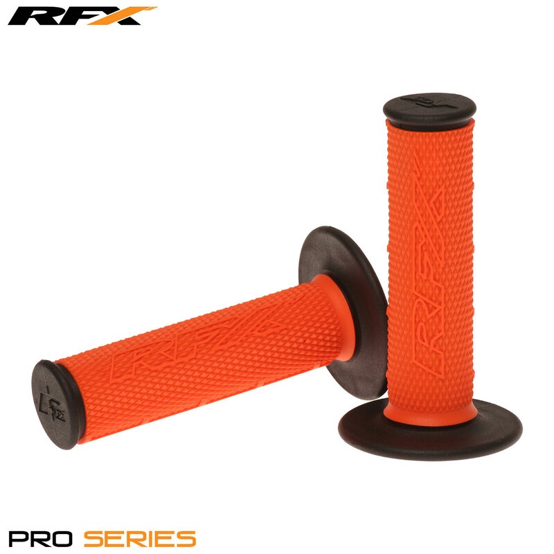 RFX Paar tweecomponenten handgrepen pro-serie zwarte uiteinden (oranje/zwart)