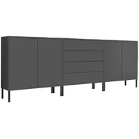 BMG Möbel Sideboard Mailand Set 5, grifflos, Metallfüßen, Anthrazit